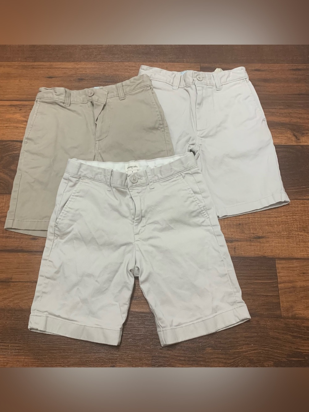 Class Club, Crewcuts khaki Beige school Boys Shorts Sz 8. Lot of 3 pair Cotton